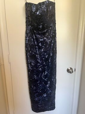 HELSI Navy Sequin Strapless Gown